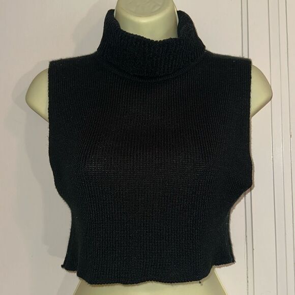 Vintage Specialty House black acrylic ribbed turtleneck dickie layered top - Picture 1 of 5